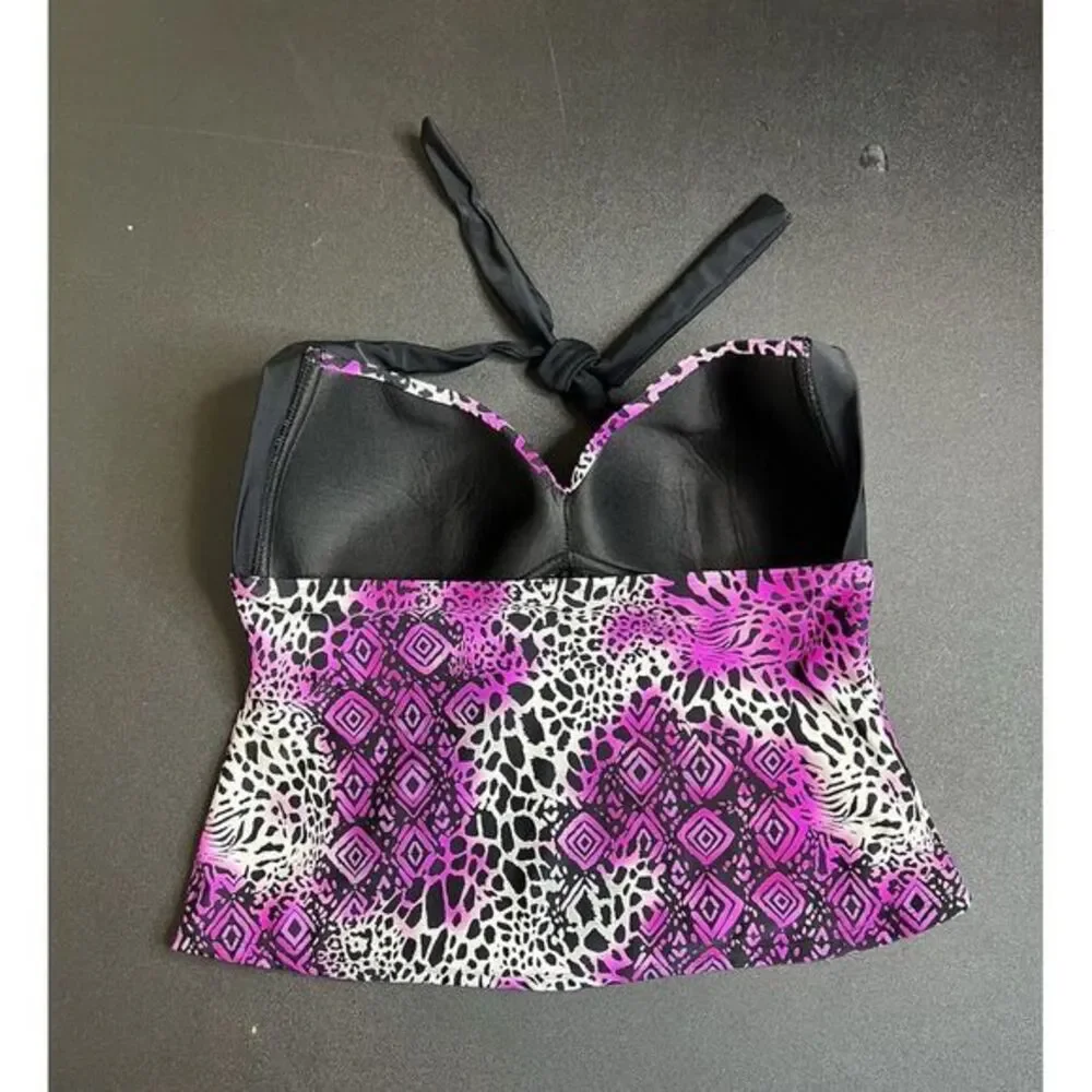 Catalina‎ Women's Size L (36/38 C/D) Tankini Halter Top Padded Pink Purple Black